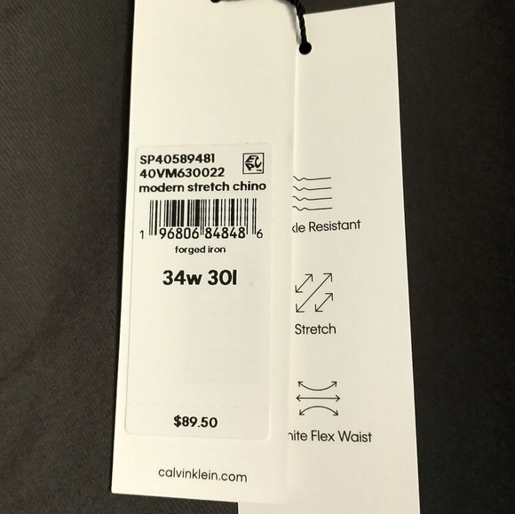 Calvin Klein Men's Modern Stretch Trouser Waist Size 34 Grey Pant - Picture 4 of 6